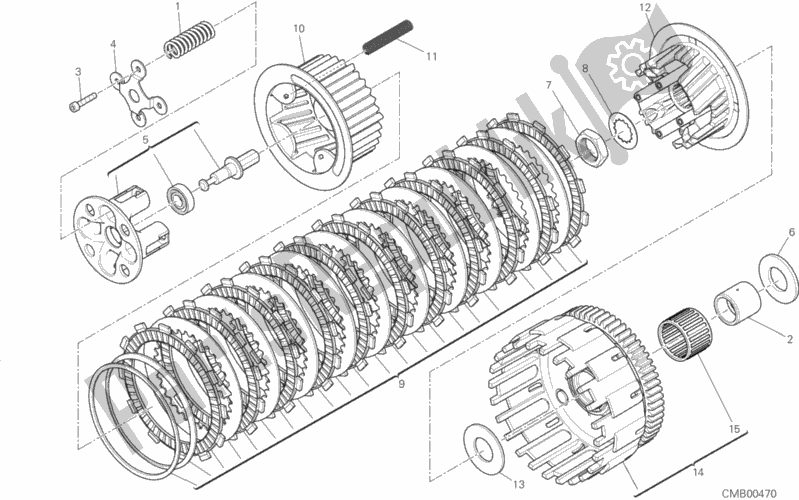 All parts for the Clutch of the Ducati Monster 821 Dark Thailand 2015